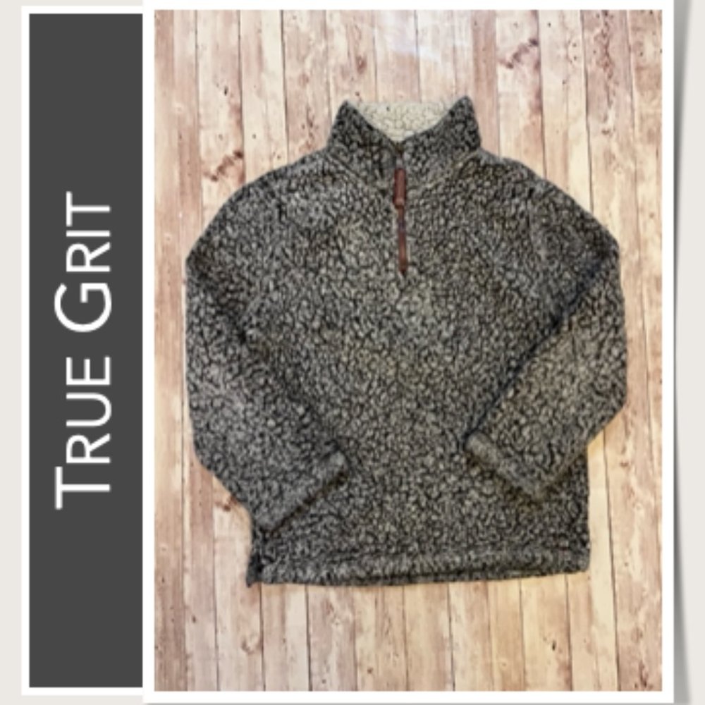 True‎ Grit Sherpa 1/4 Zip Pullover Fleece Dark Gray